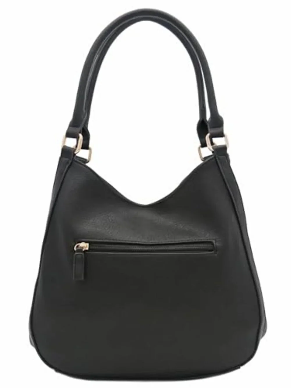 Lightweight Faux Leather 3-Compartment Medium Hobo Bag with Zipper and Magnetic